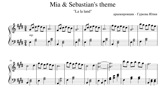 mia & sebastian's theme piano sheet music terbaru