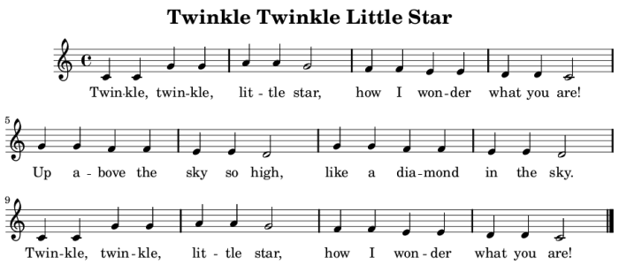 twinkle twinkle little star piano sheet music